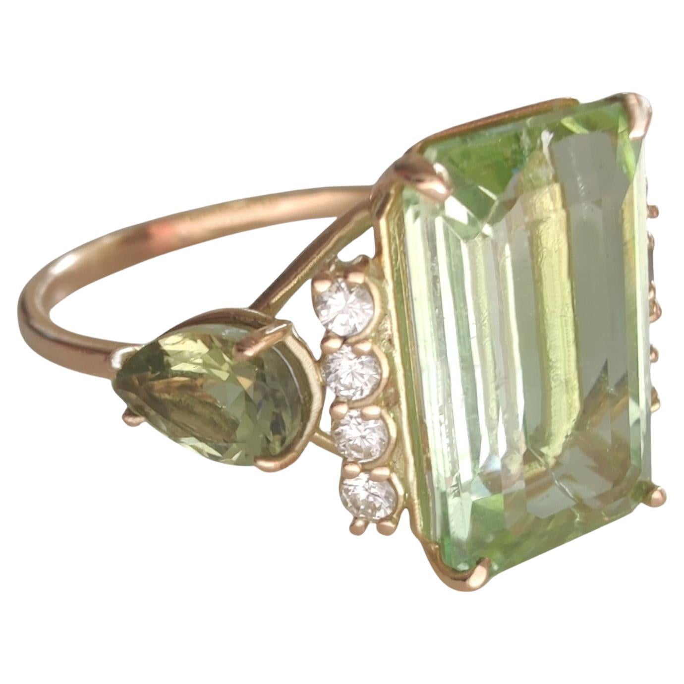 Green Tourmaline Libra Birthstone Diamond Ring 50% Off - Jewelry Gift Women