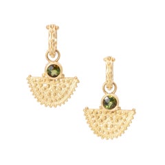 Green Tourmaline Mantilla Drop Earrings in 18 Karat Gold