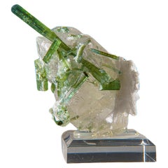 Tourmaline verte sur quartz du district de Gilgit, Gilgit-Baltistan, Pakistan