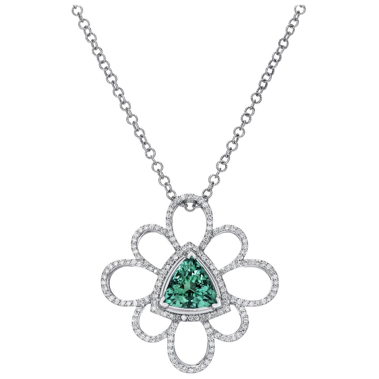 Green Tourmaline Pendant Necklace 4.37 Carat