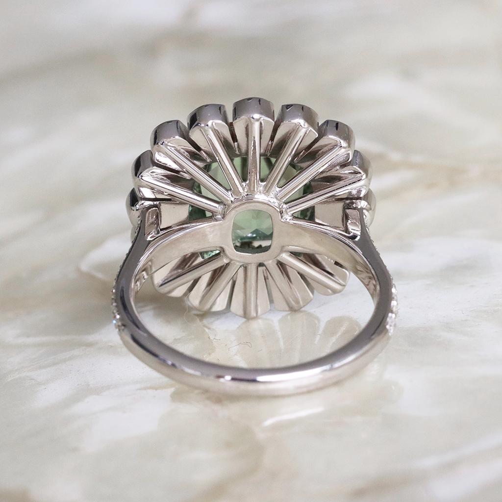 Women's Green Tourmaline Pink Diamond Entourage Cocktail Ring For Sale