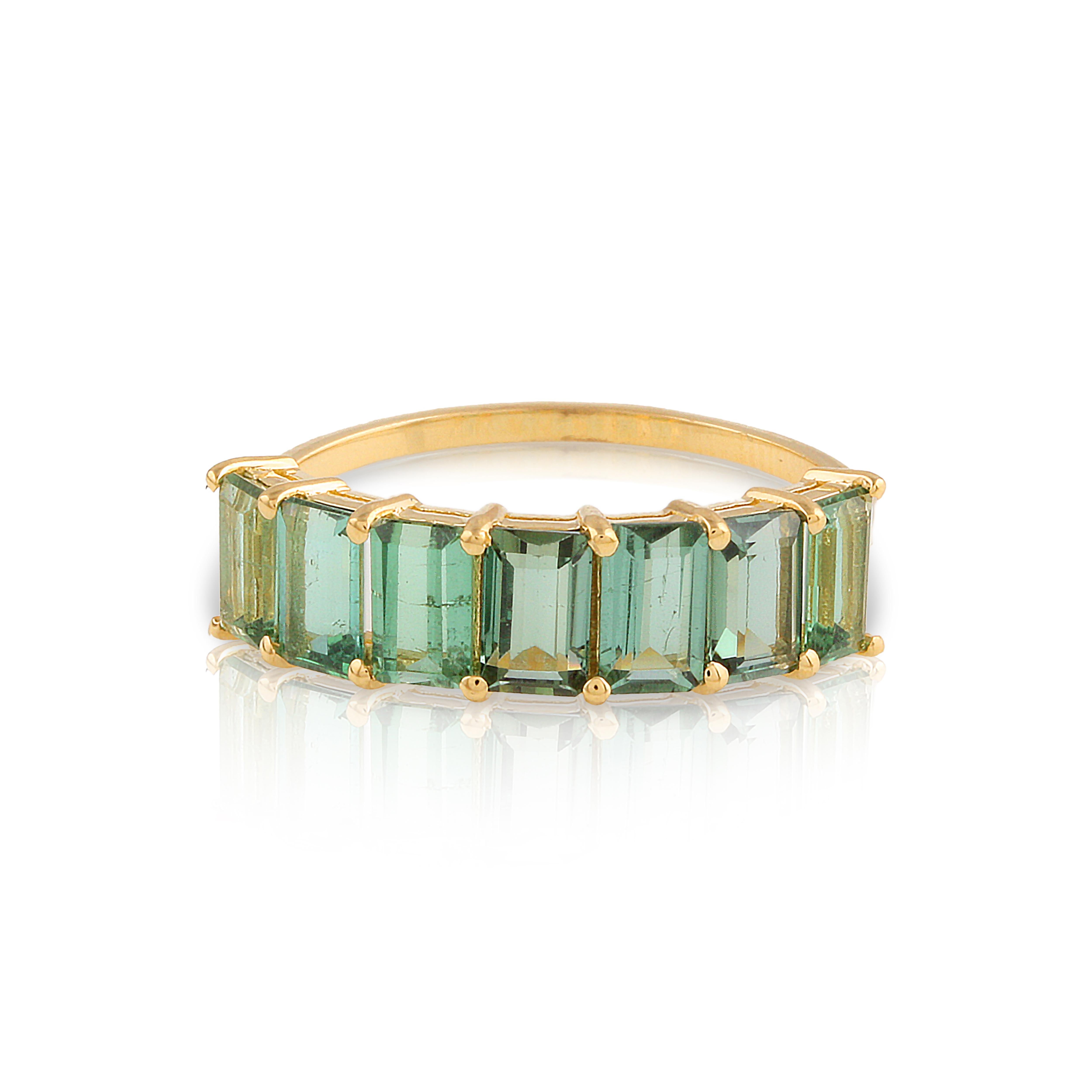 Tresor Beautiful Ring feature 2.00 carats of Green Tourmaline. The Ring are an ode to the luxurious yet classic beauty with sparkly gemstones and feminine hues. Their contemporary and modern design make them perfect and versatile to be worn at any