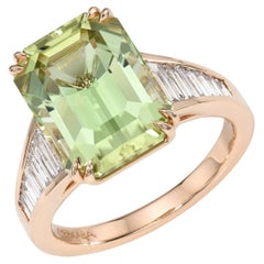 Green Tourmaline Ring 7.86 Carat Emerald Cut