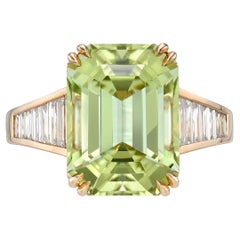 Green Tourmaline Ring 7.86 Carat Emerald Cut