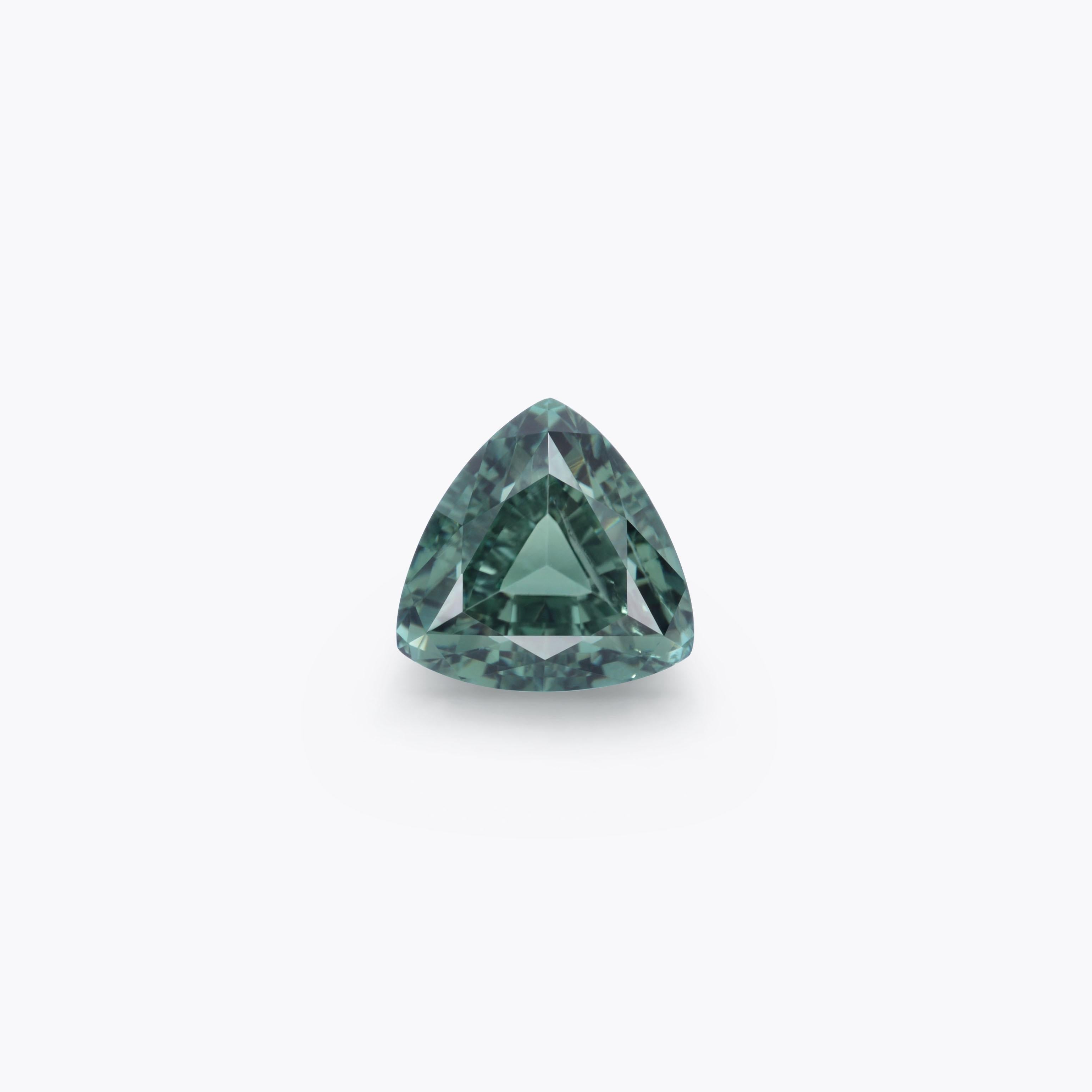 Modern Green Tourmaline Ring Gem 3.15 Carat Unset Trillion Loose Gemstone