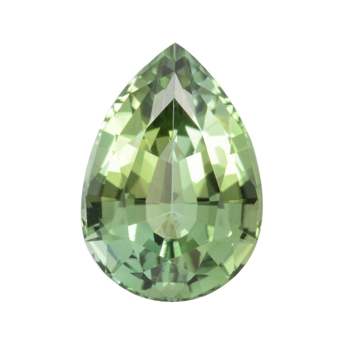 Green Tourmaline Ring Gem 5.09 Carat Unmounted Pear Shape Loose Gemstone