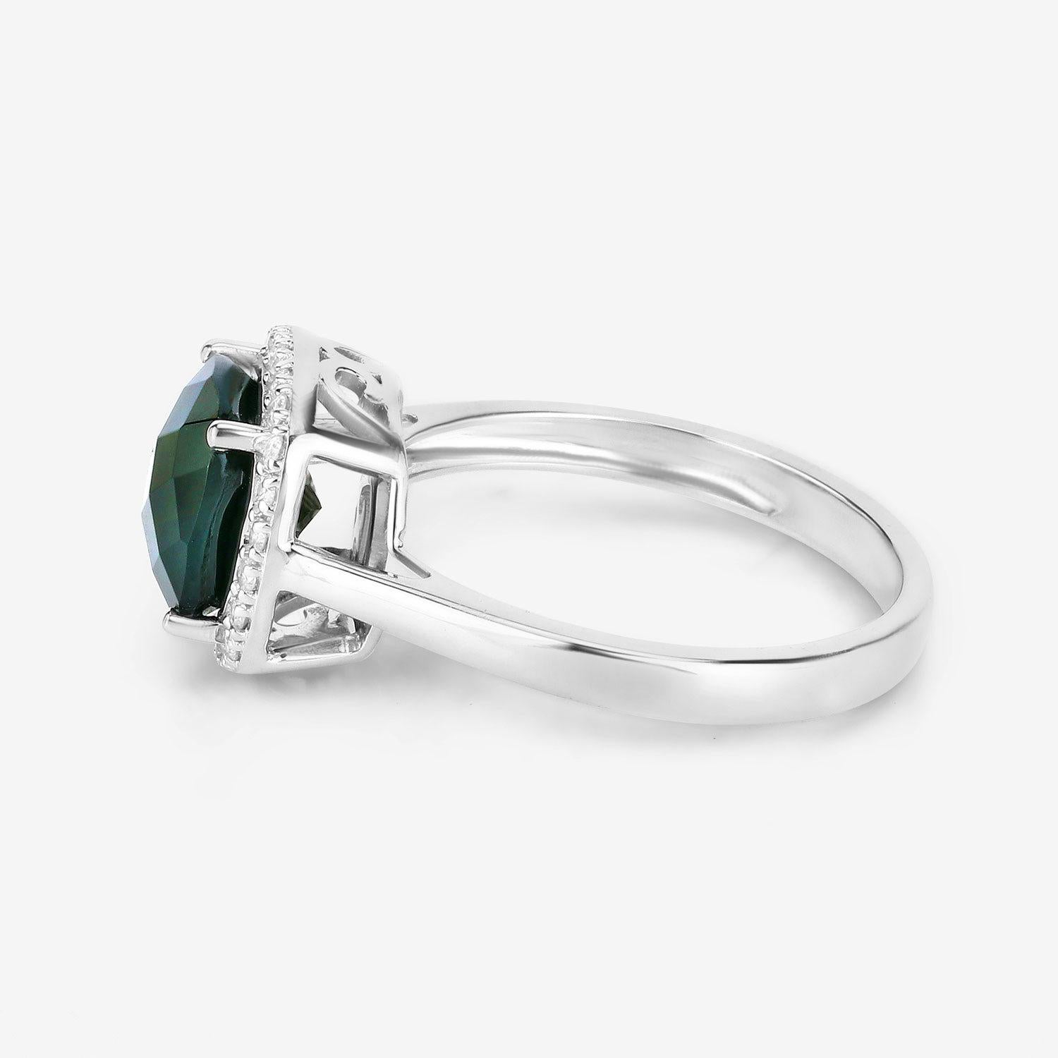 Green Tourmaline Ring With Diamonds 2.64 Carats 14K White Gold In New Condition For Sale In Aliso Viejo, CA