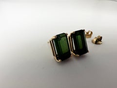 Green Tourmaline studs 14KT gold emerald studs