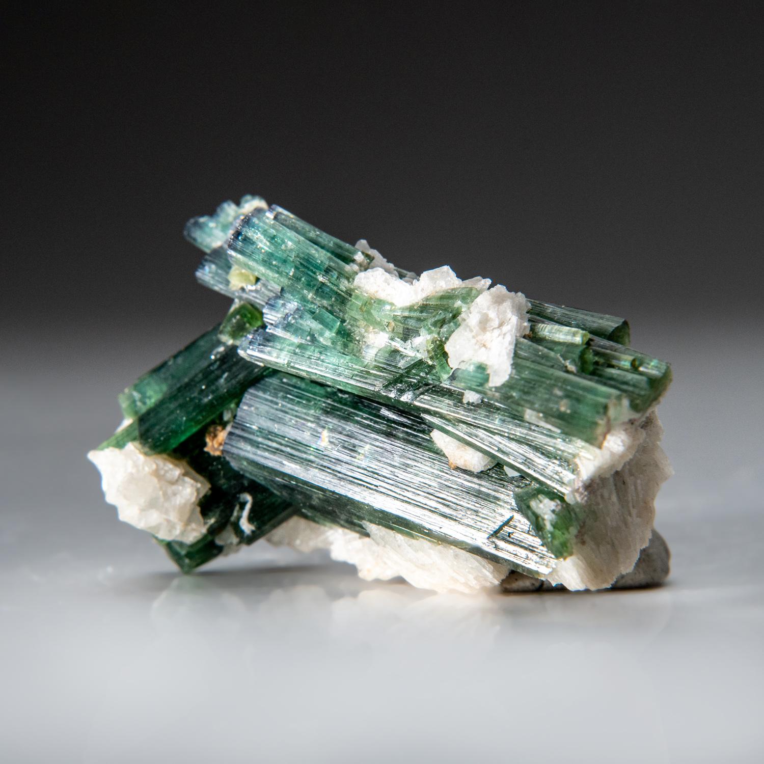 Green Tourmaline with Albite from Paprok, Nuristan, Afghanistan For Sale 1