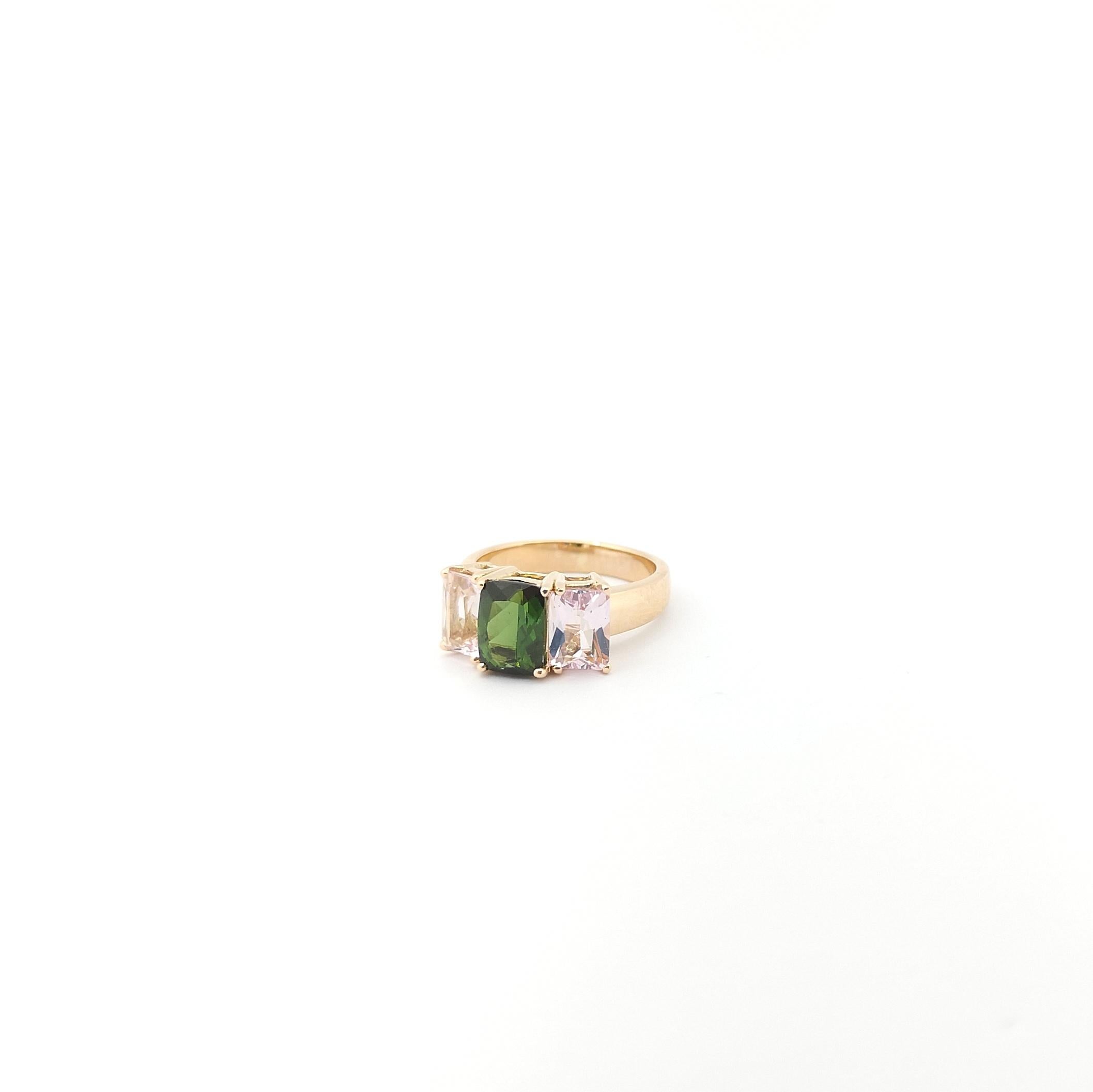Green Tourmaline with Morganite Ring set in 18K Rose Gold Settings For Sale 5