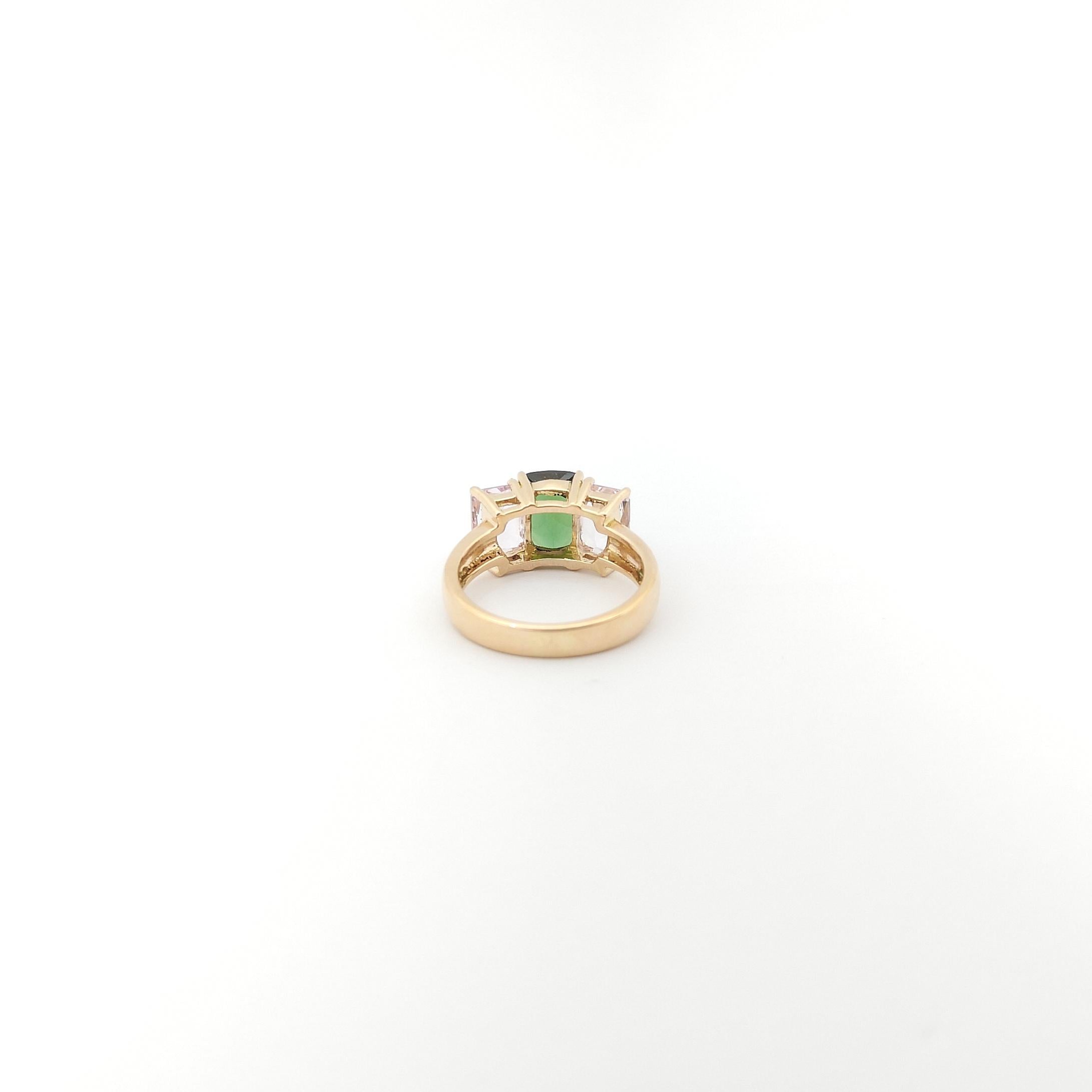 Green Tourmaline with Morganite Ring set in 18K Rose Gold Settings For Sale 6