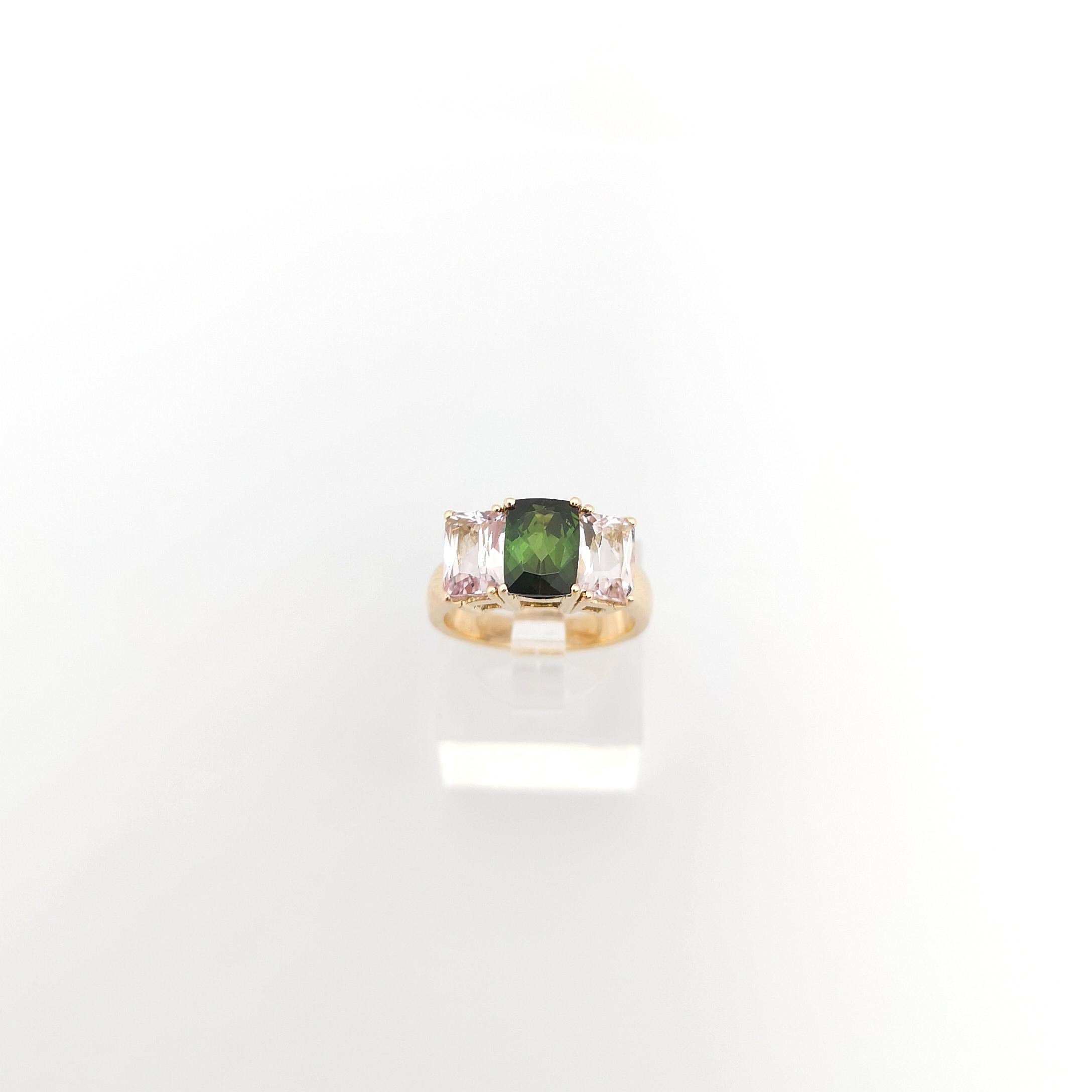 Green Tourmaline with Morganite Ring set in 18K Rose Gold Settings For Sale 1