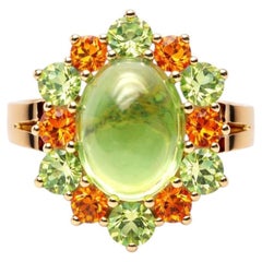 8.4 Carat Green Tourmaline and Sapphires in 18k Gold Ring by Alexander Leyser