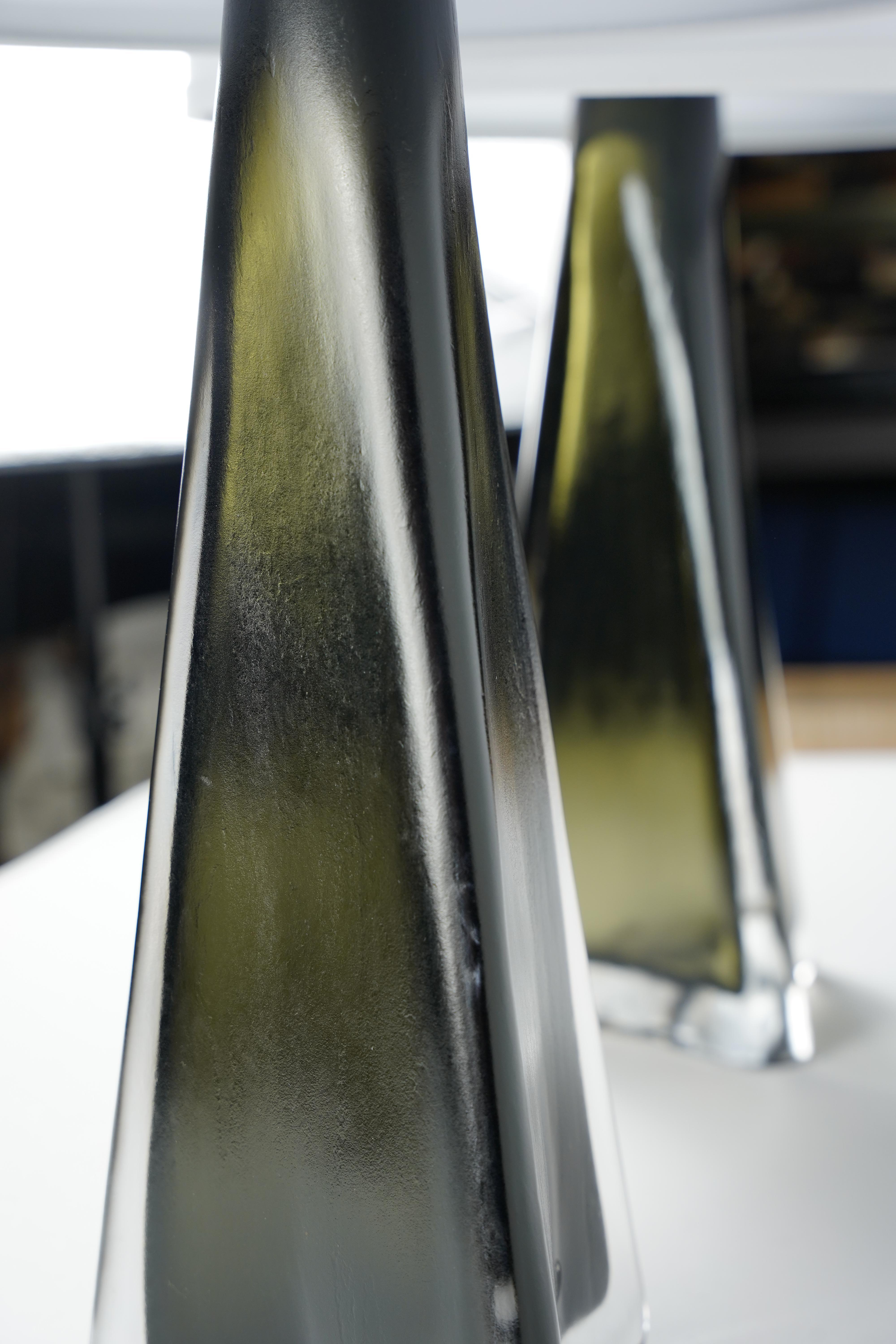 Paire de lampes triangulaires vertes Orrefors, Suède, 1960 en vente 2