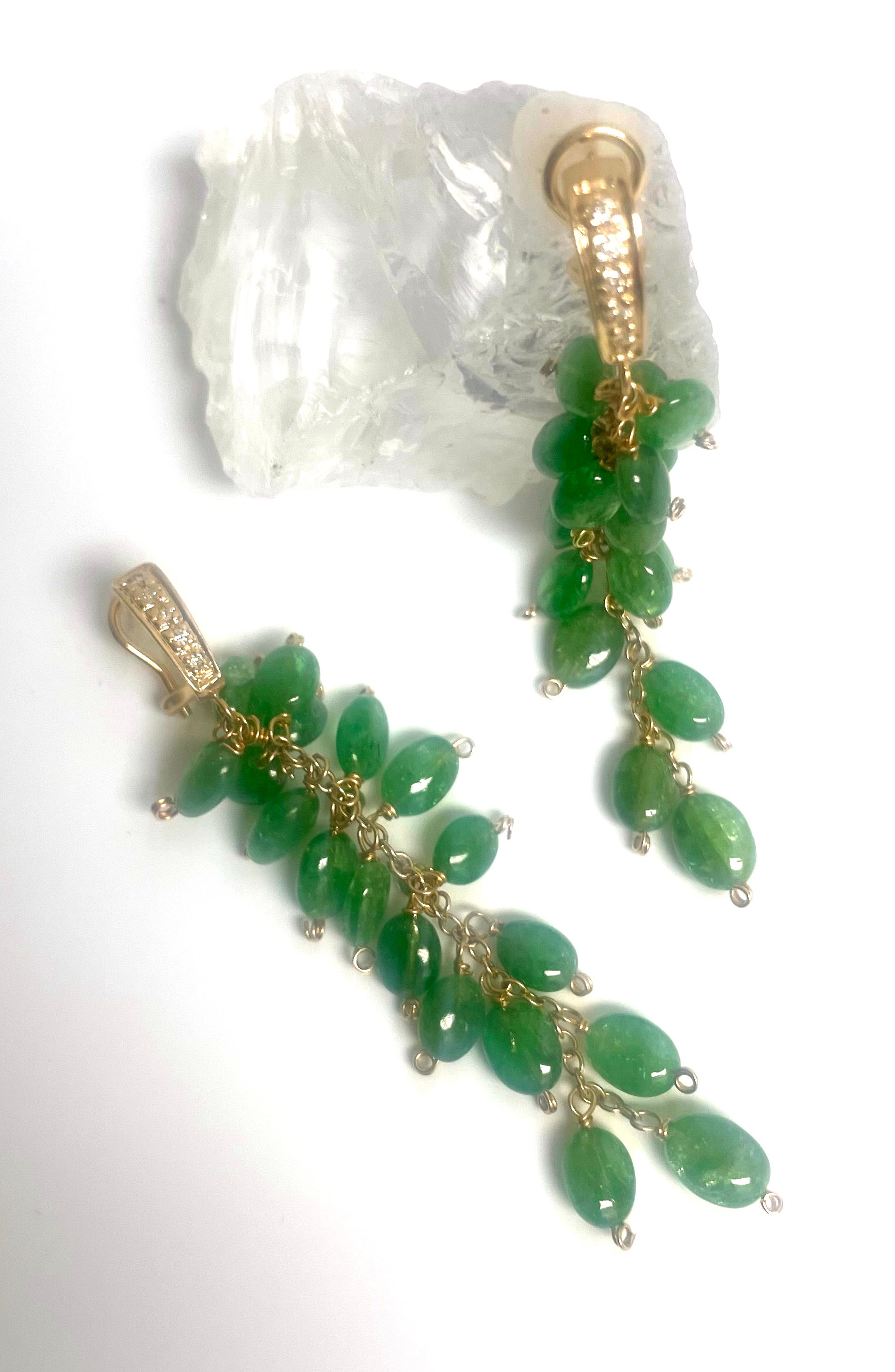 Boucles d'oreilles Paradizia en tsavorite verte et diamant Pour femmes en vente