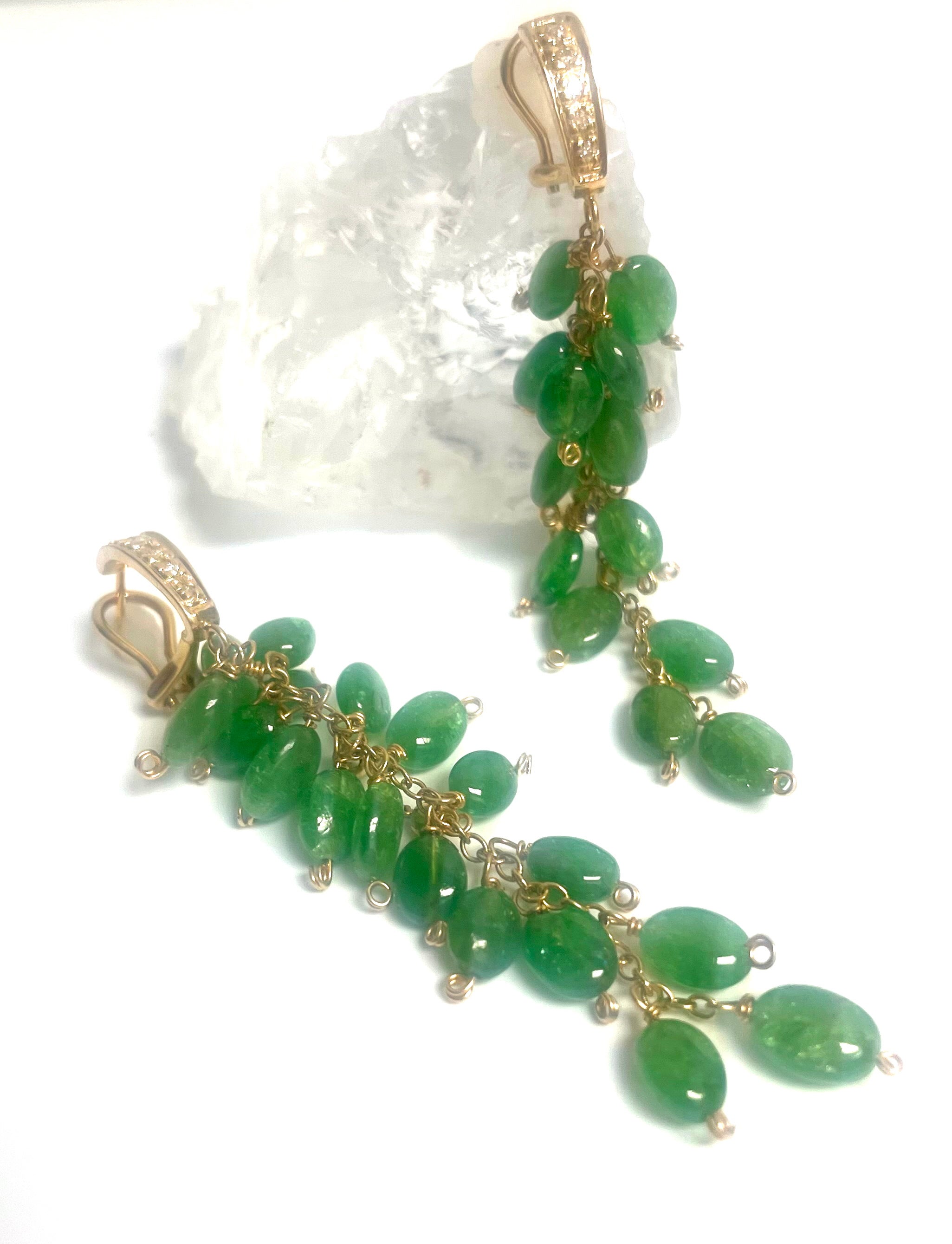 Green Tsavorite and Diamond Paradizia Earrings For Sale 1