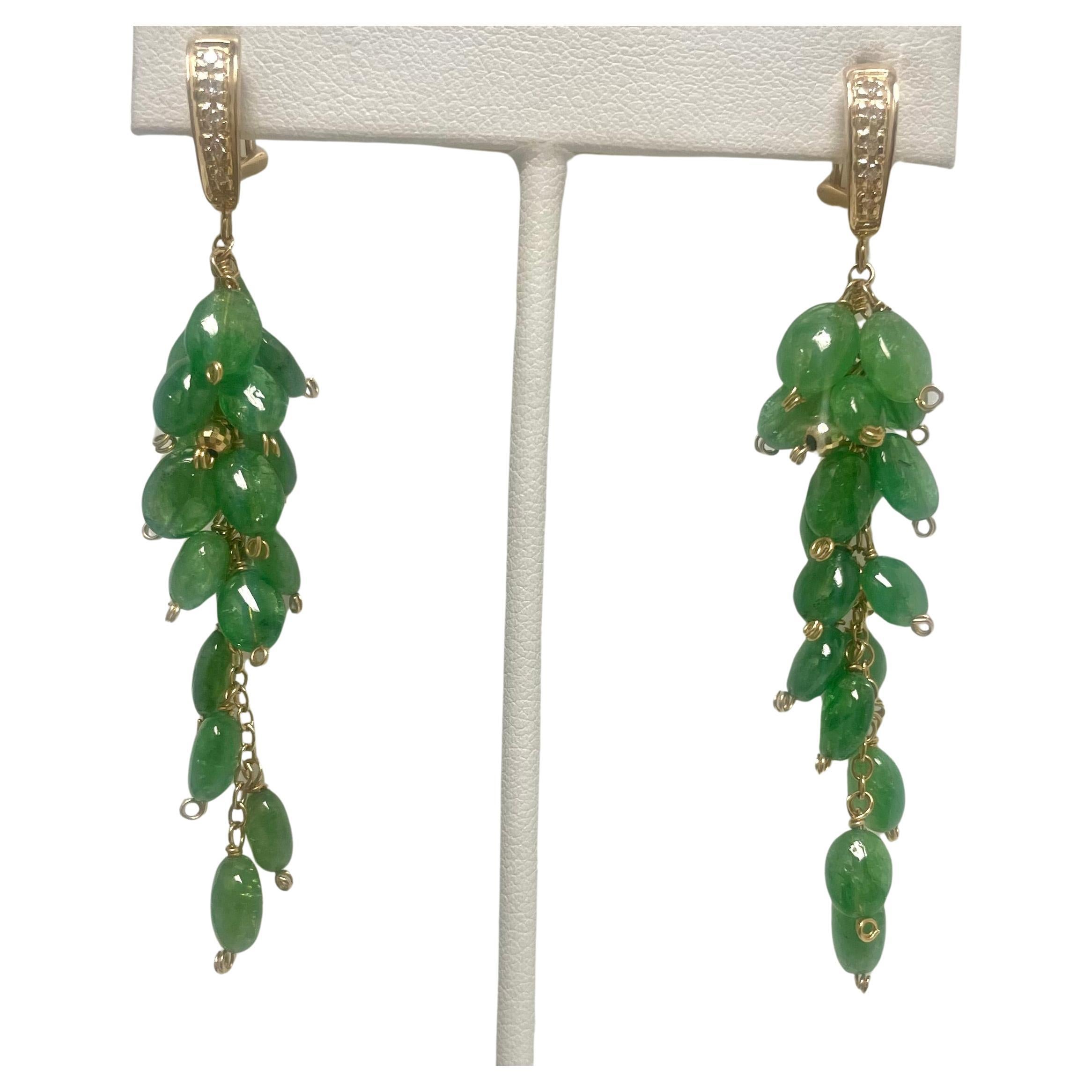 Green Tsavorite and Diamond Paradizia Earrings For Sale 2