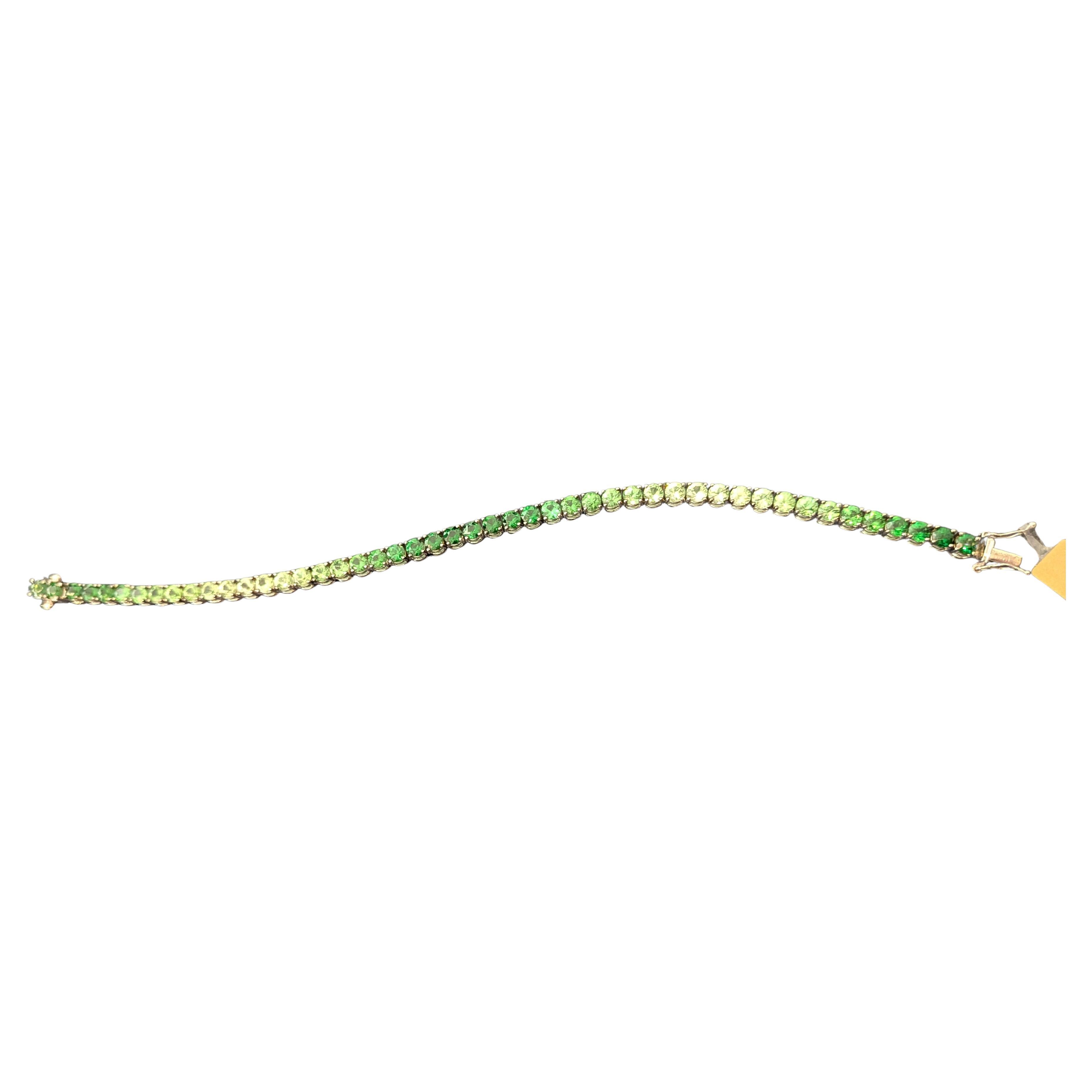 Green Tsavorite Color Shade Tennis Bracelet White Gold 18k Gradient 18cm MXHM en venta