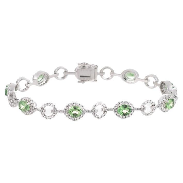 Green Tsavorite Diamond Bracelet For Sale