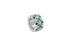 Green Tsavorite Diamond Flexible Bezel Eternity Band 18 Karat White Gold Ring