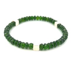 Green Tsavorite Garnet Beads Sterling Silver Cubes Bracelet