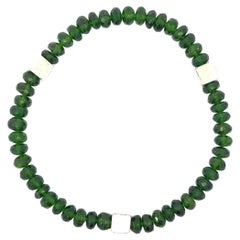 Green Tsavorite Garnet Beads Sterling Silver Cubes Bracelet