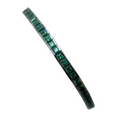 Green Tsavorite Garnet Tennis Bracelet 18k Black Gold Princess Cut 18cm MXHM