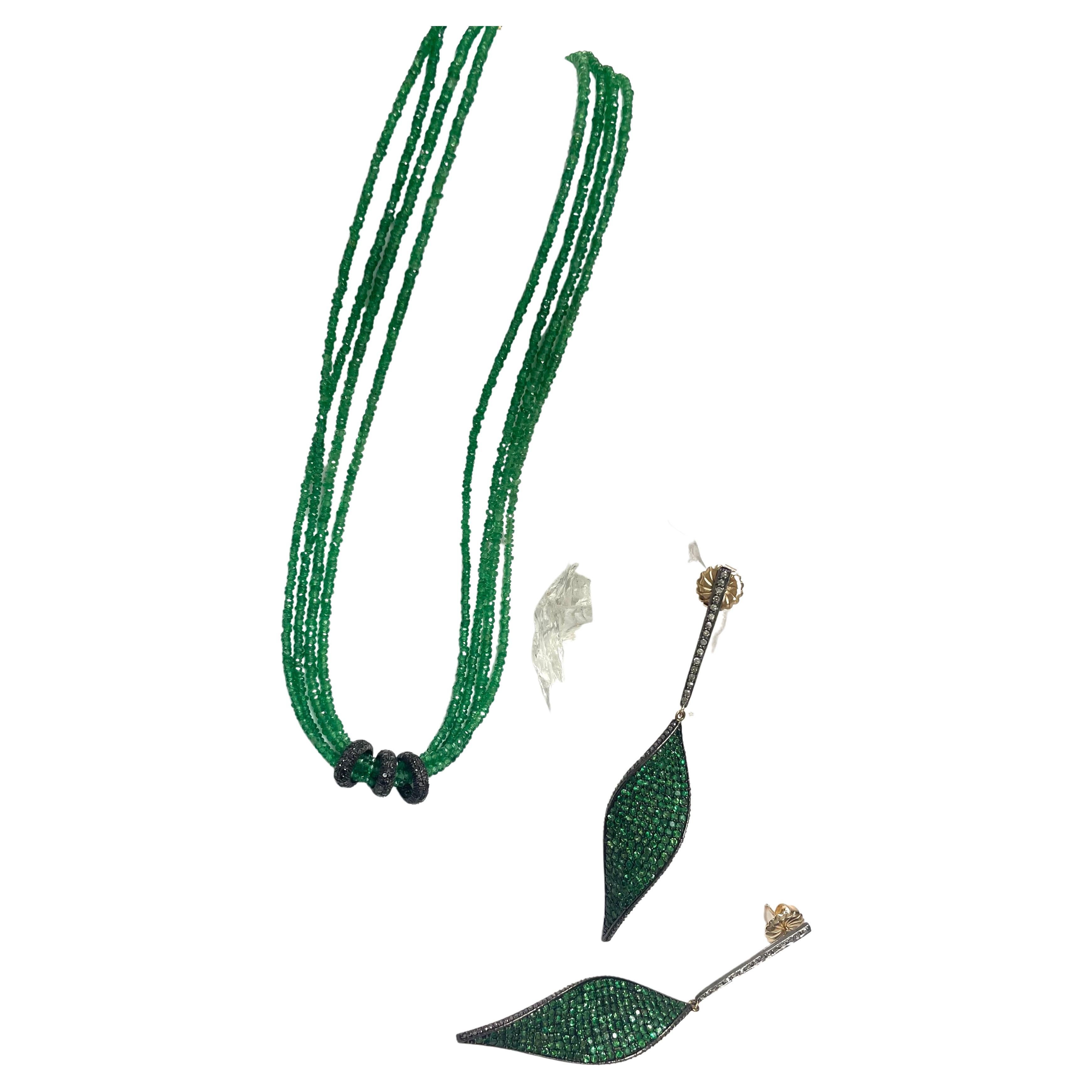 Green Tsavorite Garnet with Pave Diamond Paradizia Earrings For Sale 4