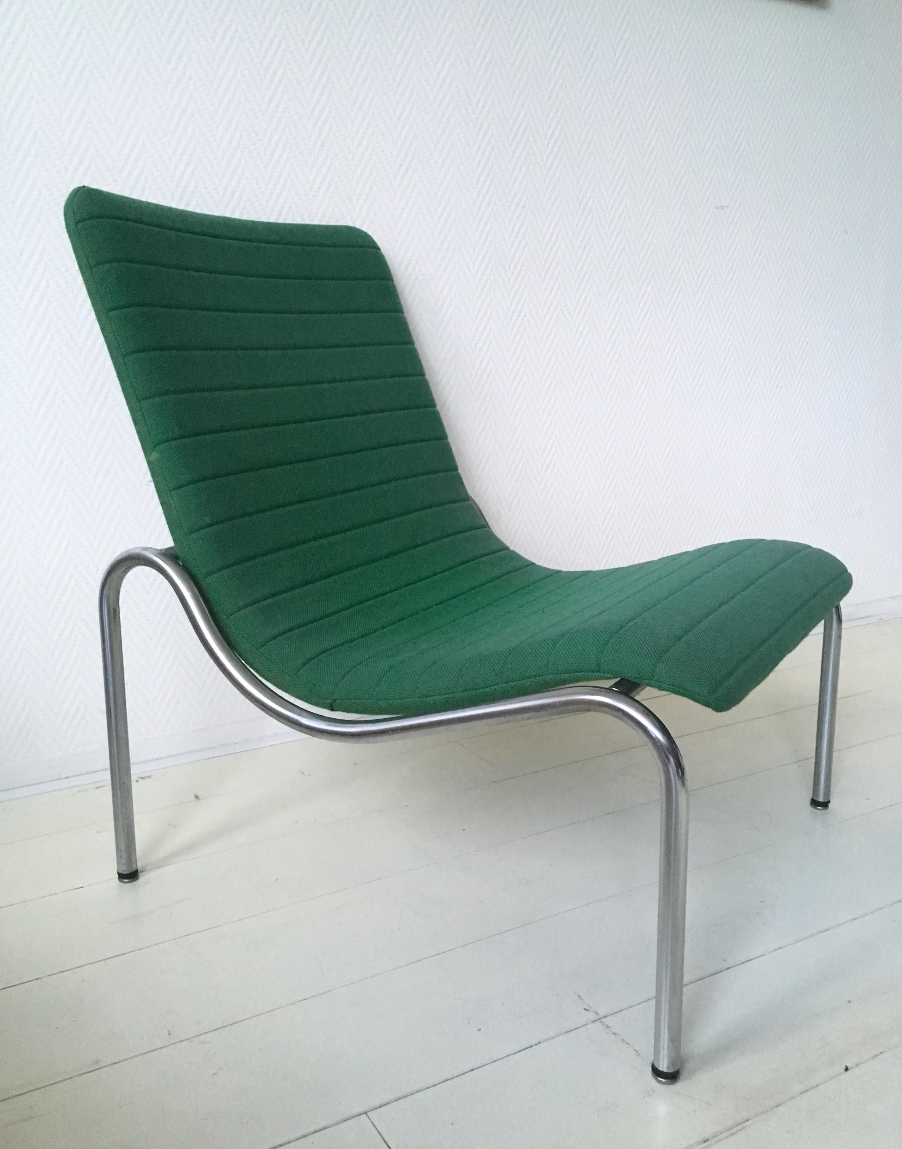 Dutch Green Tubular Lounge Chair by Kho Liang Ie for Stabin Holland, Model 703, 1968 For Sale