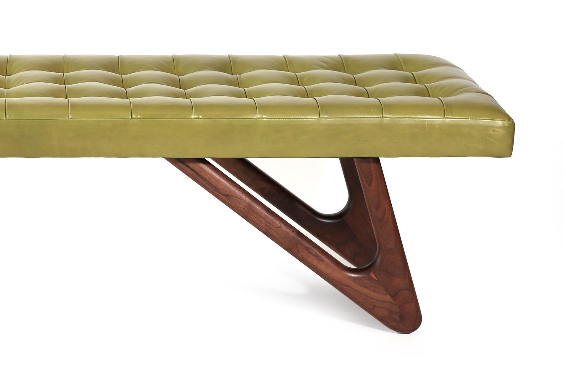 green tufted bench