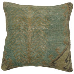 Green Turkish Oushak Rug Pillow