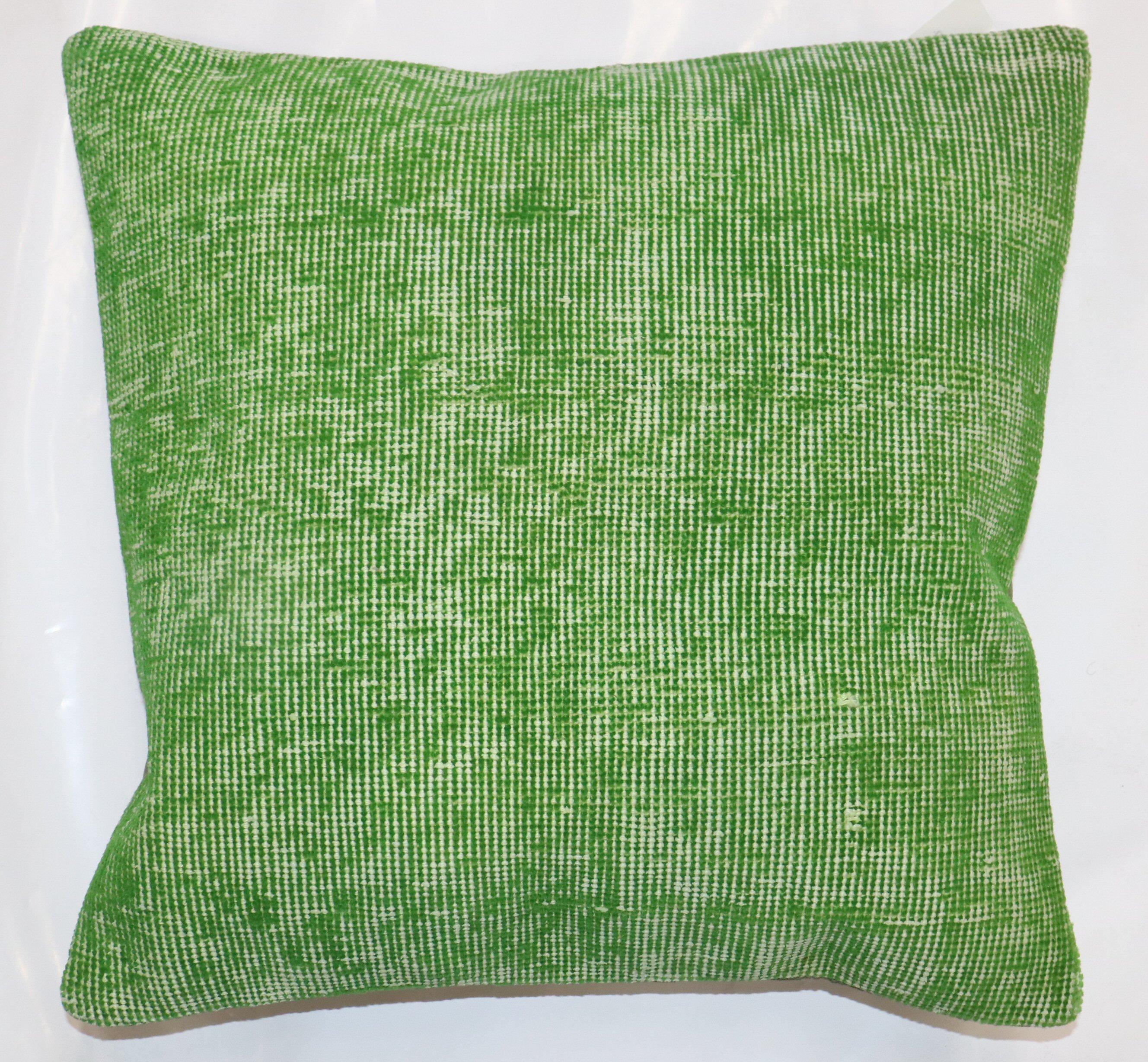 Pillow made from a vintage Turkish green deco rug. 

Measures: 18” x 18”.