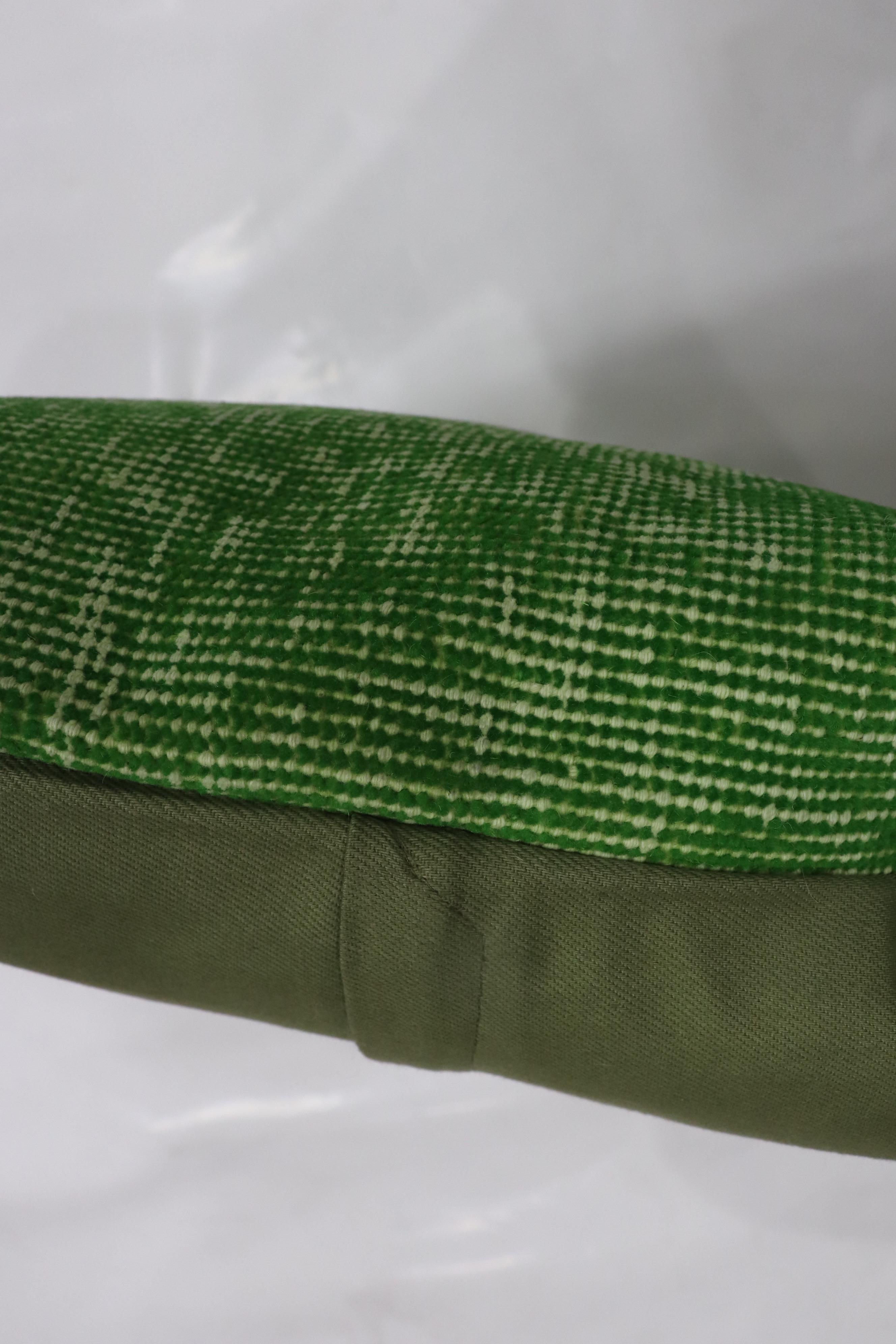 Oushak Green Turkish Vintage Rug Pillow For Sale