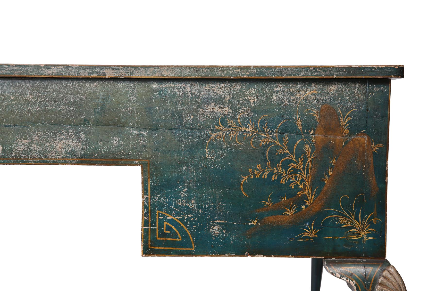 Leather Green Turn-of-the-Century Patinated Desk