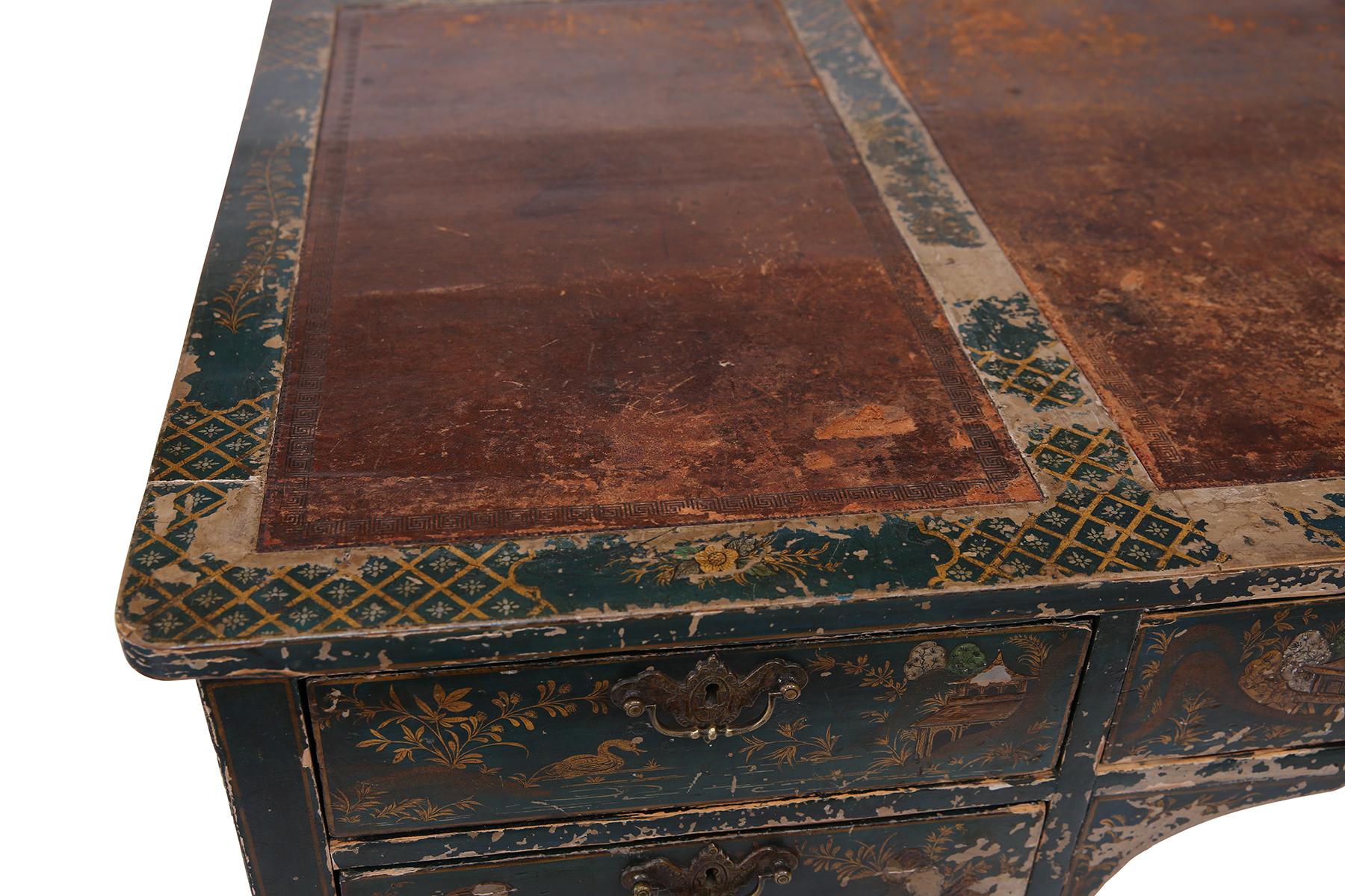 Green Turn-of-the-Century Patinated Desk 1