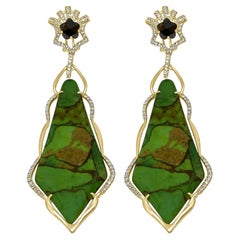Grüne Türkis- und Diamant-Ohrringe