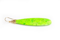 Green Turquoise and Red Gold 18 Karat Dangle Earrings