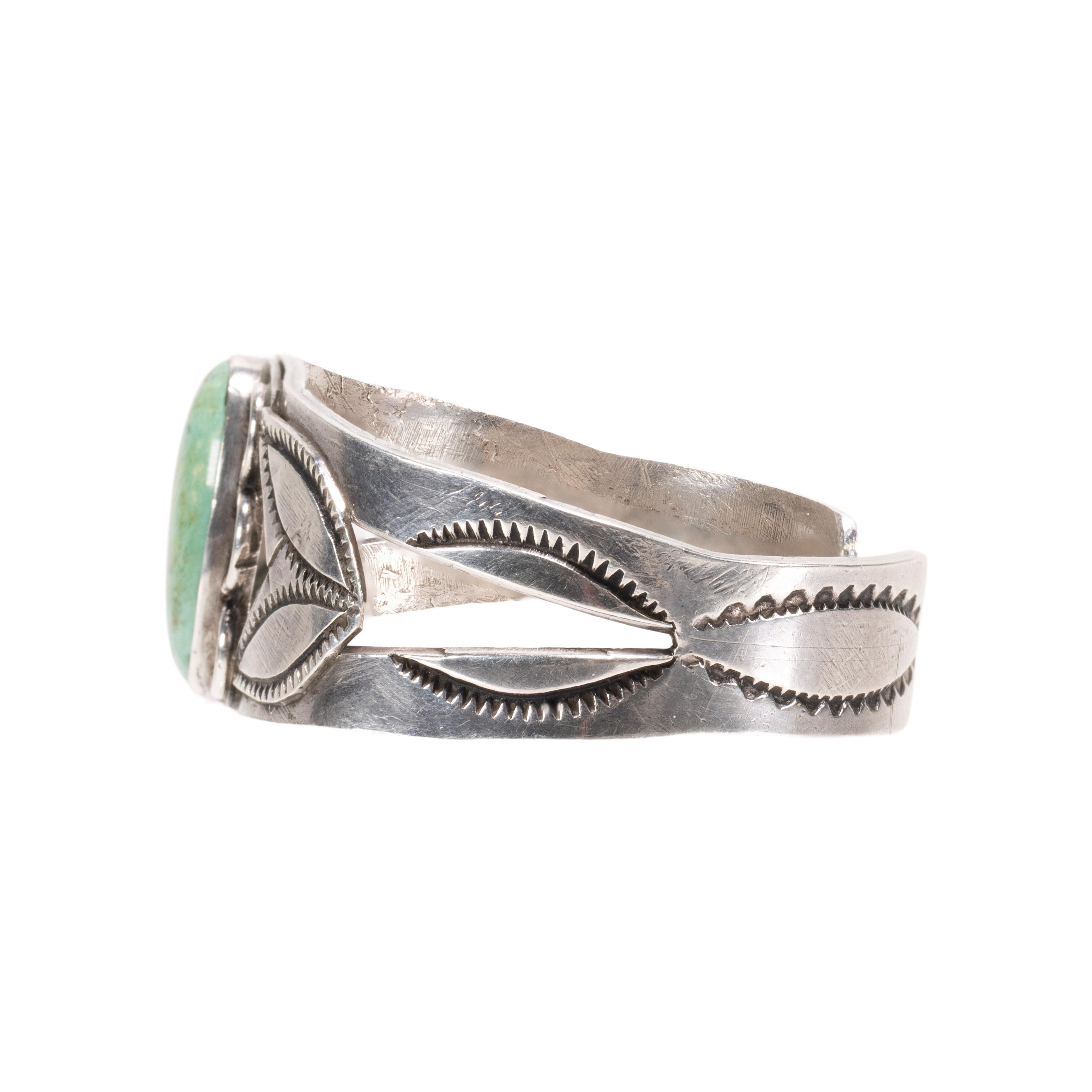 Bracciale con turchese verde e argento sterling In condizioni buone in vendita a Coeur d Alene, ID
