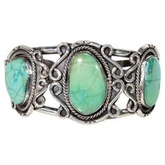 Green Turquoise and Sterling Silver Cuff Bracelet