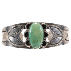 Bracciale con turchese verde e argento sterling