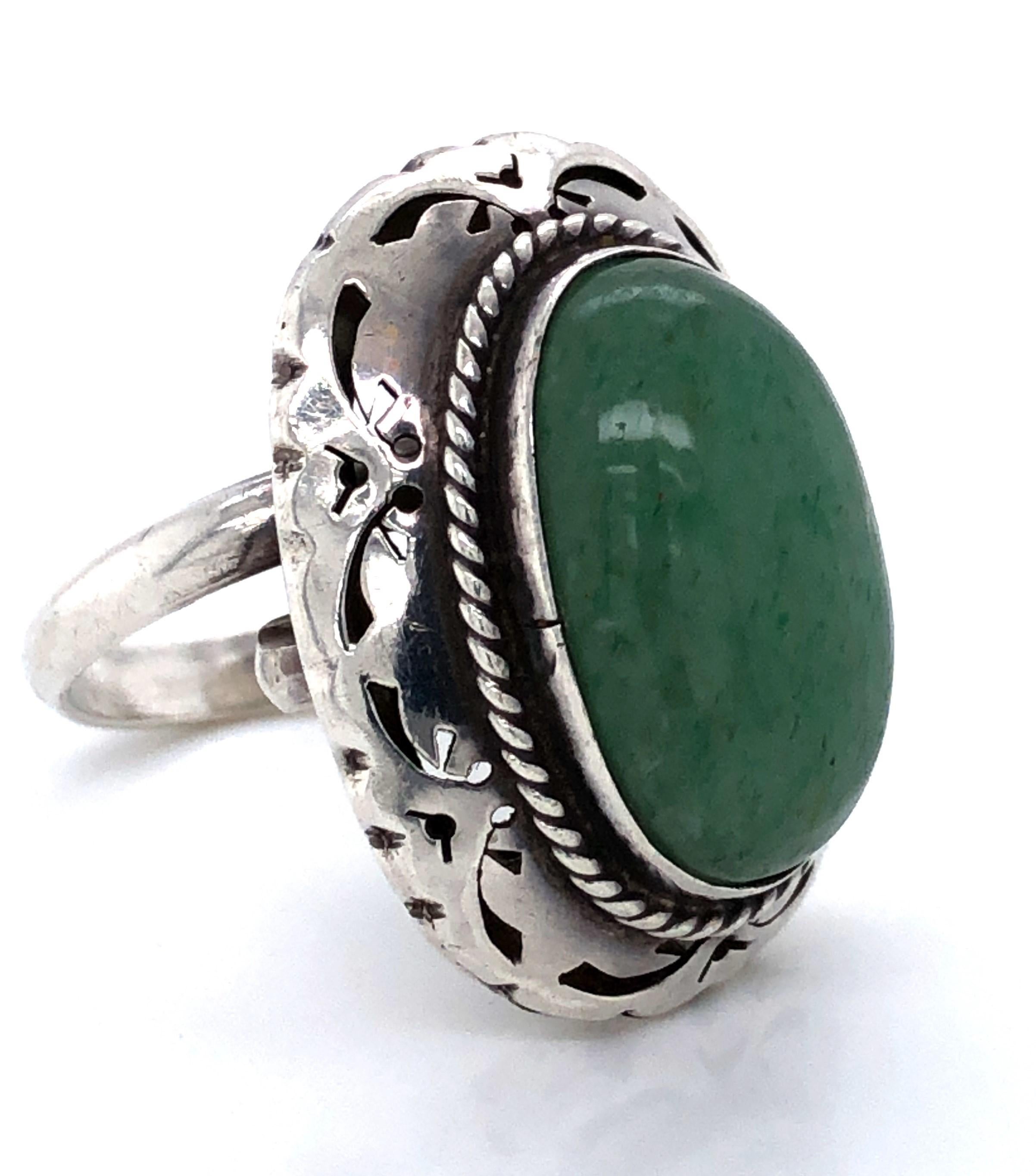 Green Turquoise Sterling Silver Ring 2