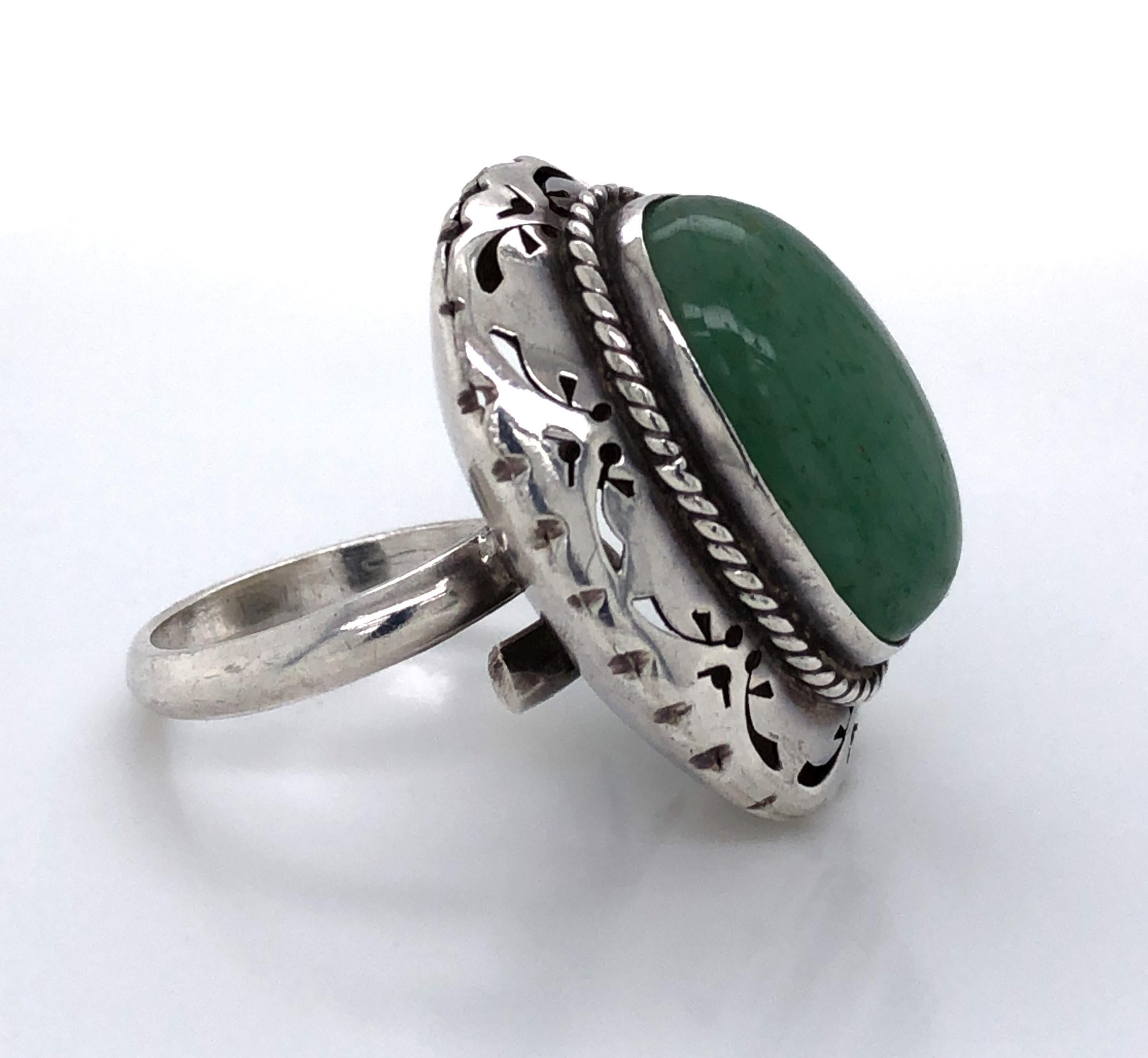 Green Turquoise Sterling Silver Ring 6