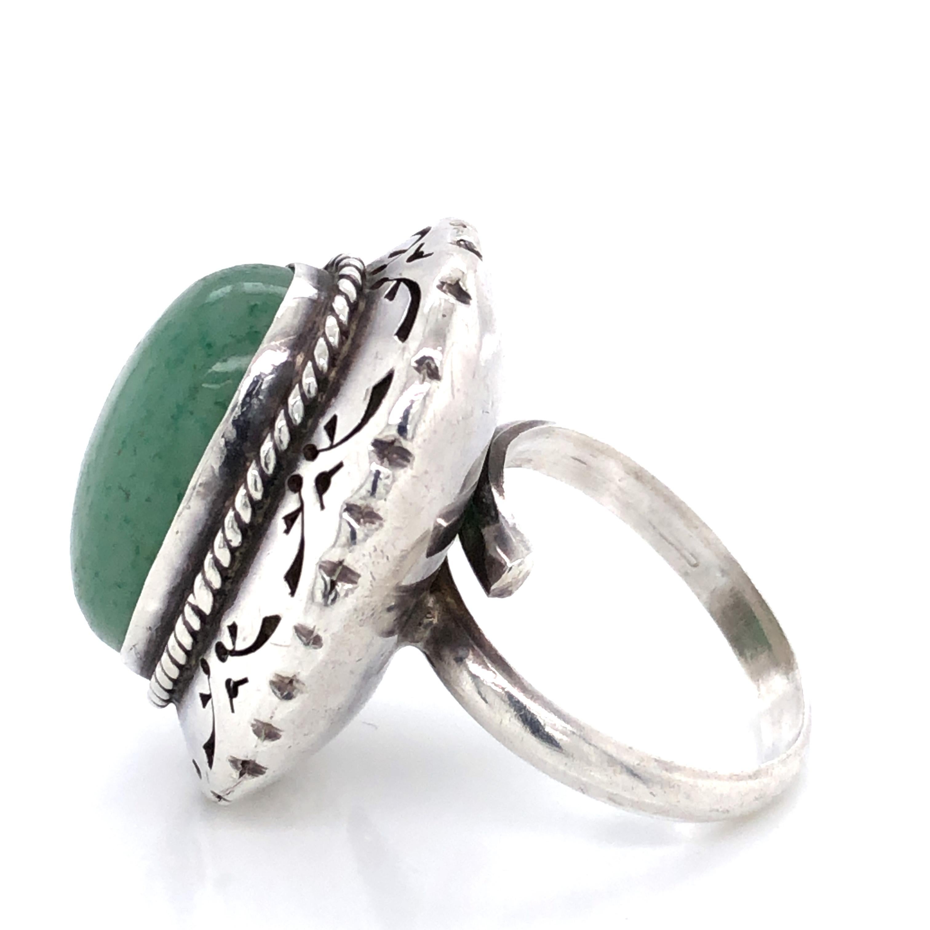 Green Turquoise Sterling Silver Ring 7