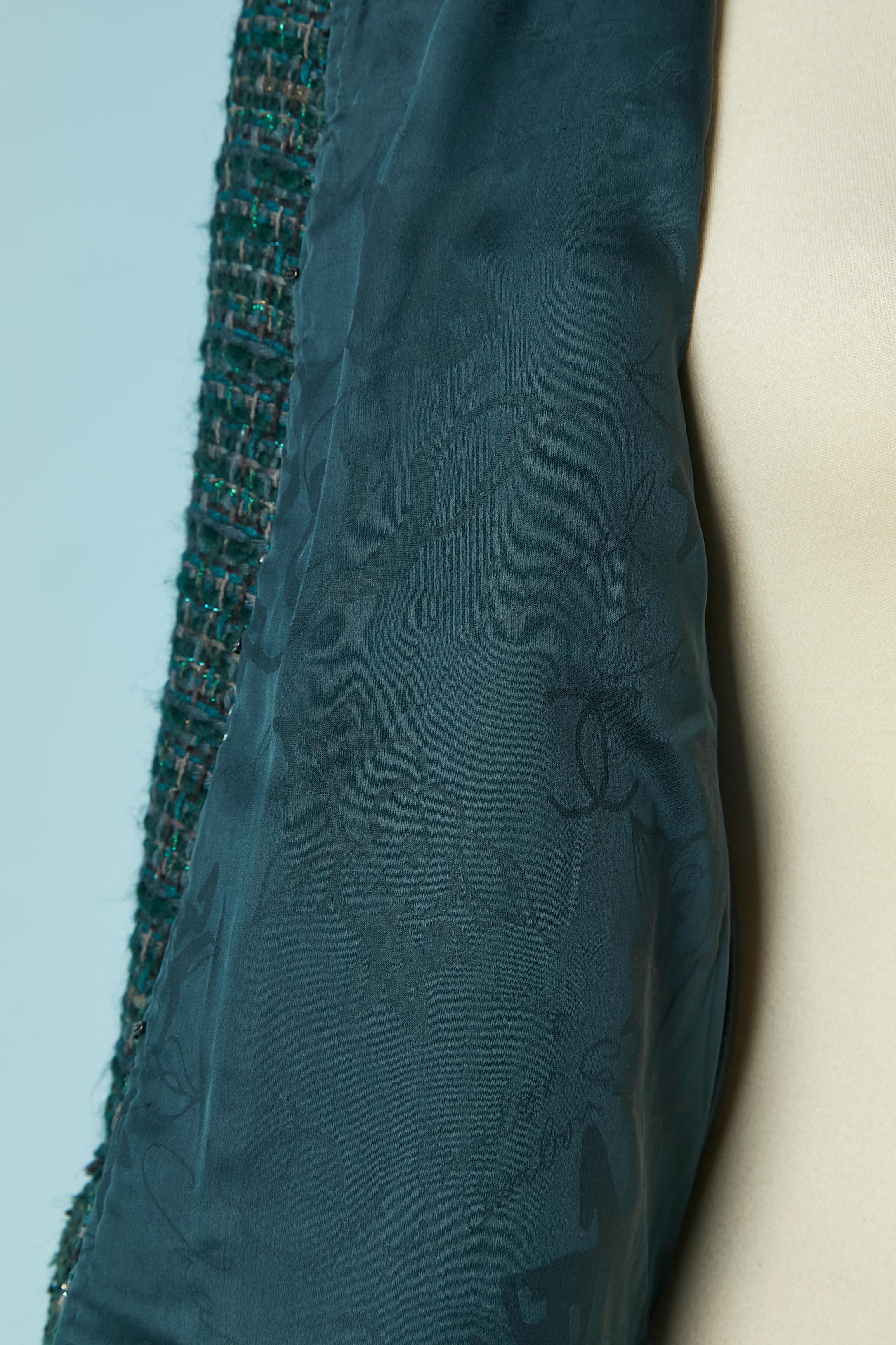 Veste en tweed vert bord à bord CHANEL en vente 6
