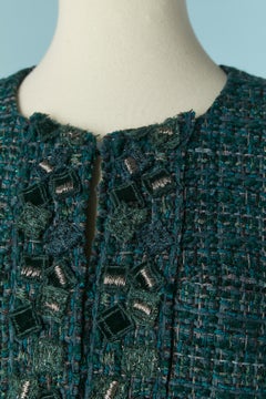 Green tweed edge to edge jacket CHANEL