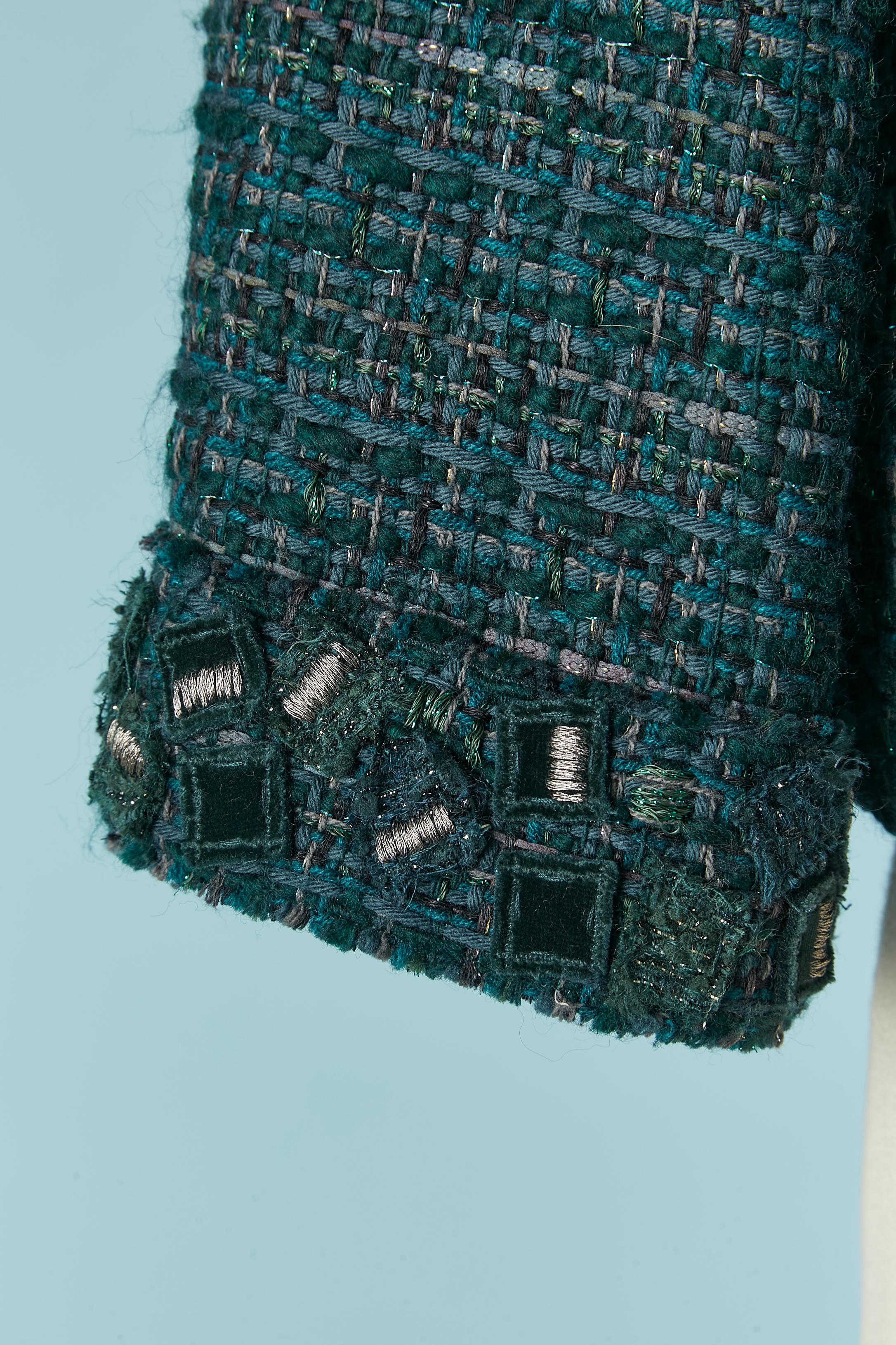 Veste en tweed vert bord à bord CHANEL Pour femmes en vente