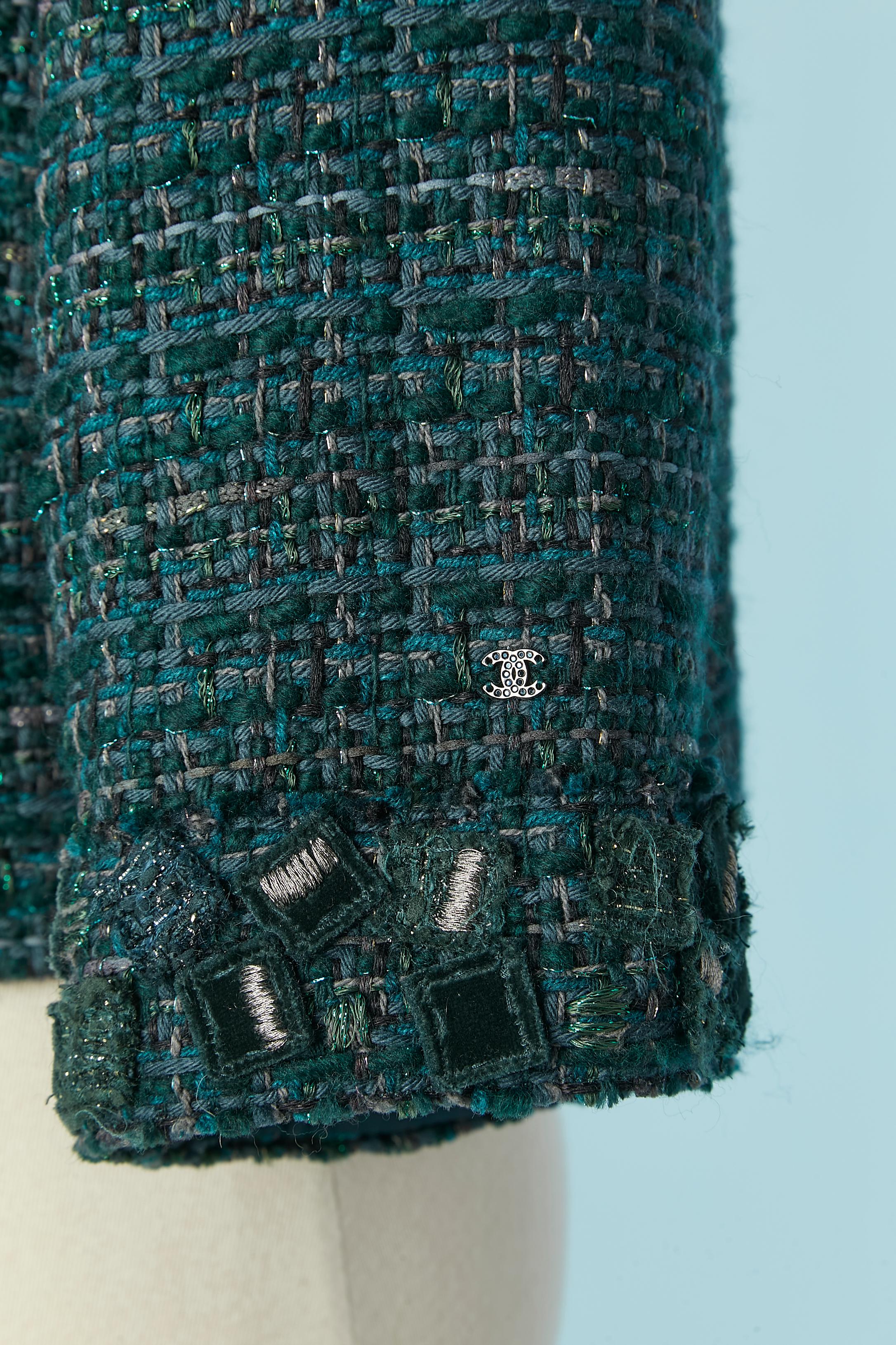 Veste en tweed vert bord à bord CHANEL en vente 2