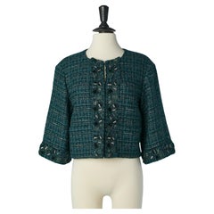 Veste en tweed vert bord à bord CHANEL
