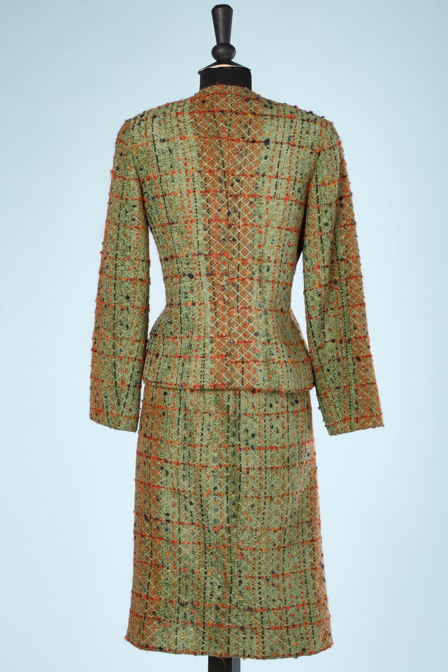 Women's Green tweed skirt-suit Jean-Louis Scherrer For Sale