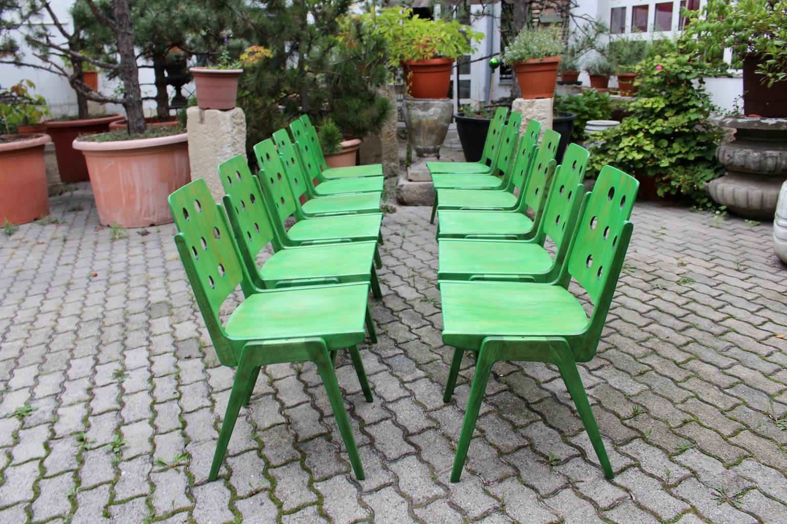 Green Twelve Vintage Mid-Century Modern Dining Chair Austro Chair Franz Schuster 5